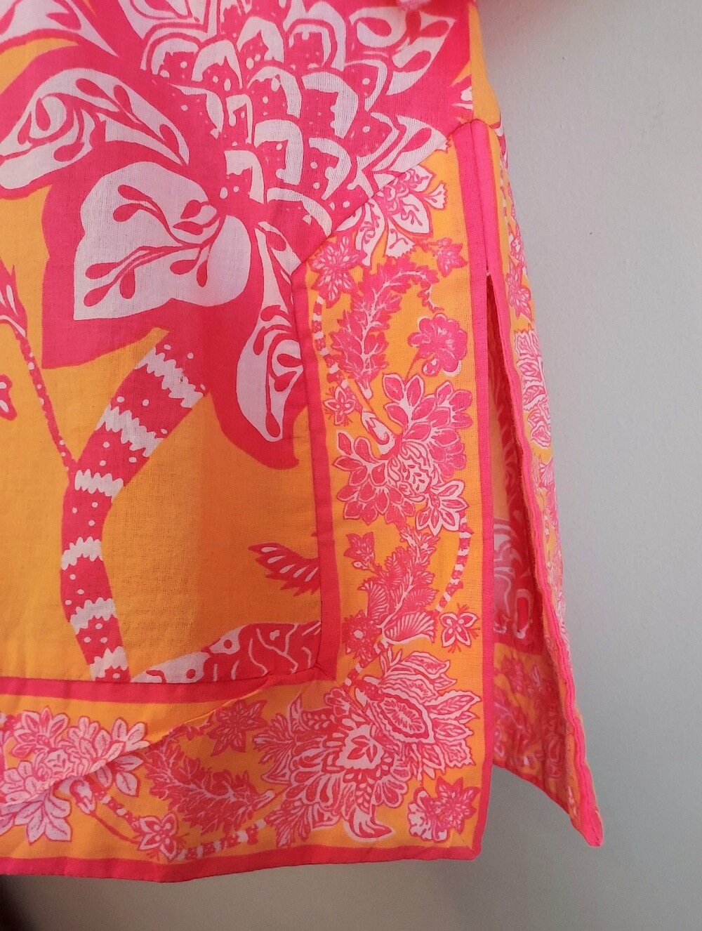 Gretchen Scott Tunic Blouse Top Size Small Orange Pink Resort Preppy - Picture 6 of 11